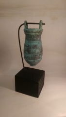 Situla form. Pyrography and copper verdigris