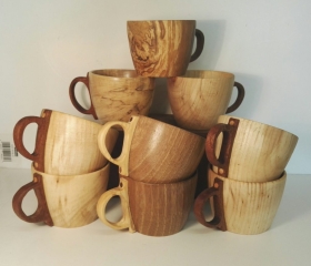 Selection of turned coffee mugs