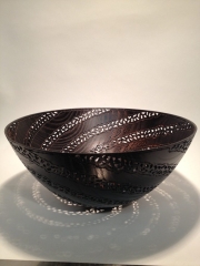 Bowl in Ash. Stained and pierced