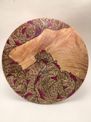 Rippled Sycamore discus. Pyrography and stain